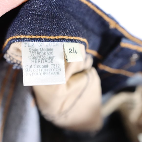Rag and Bone Jeans Size 24 Stiletto Bootcut Dark Wash Blue Contrast Stitching - Picture 3 of 11